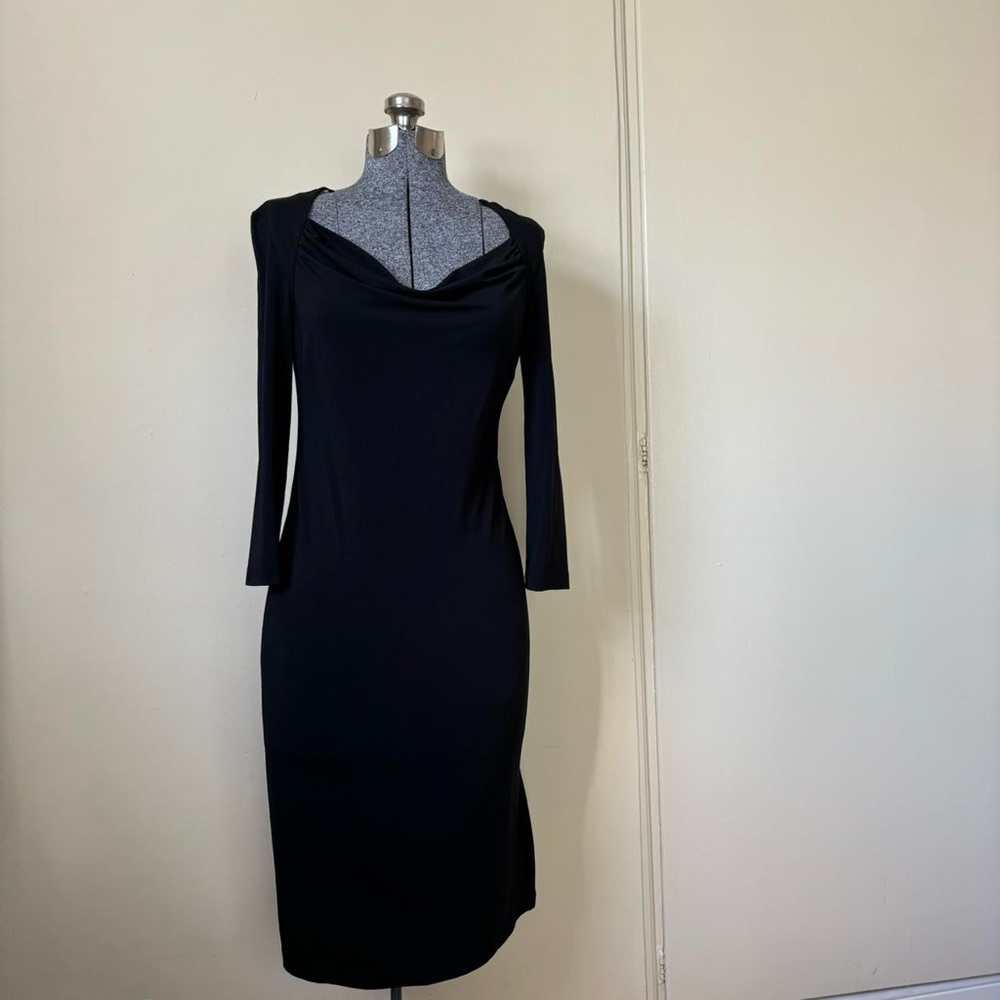 Black Vintage BCBG cowl-neck body-con dress